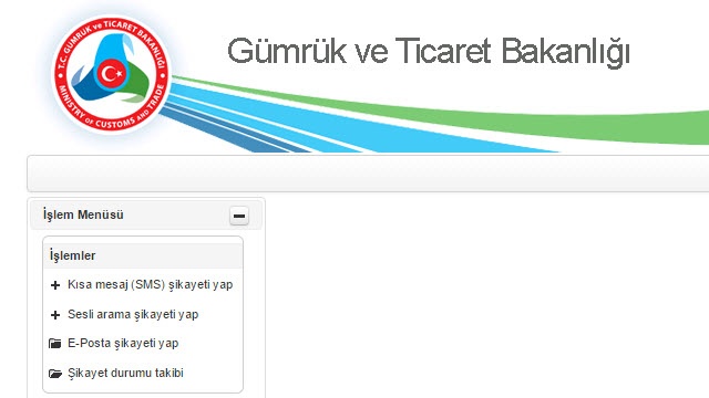 Gümrük ve Ticaret Bakanlığı SMS Şikayet Sistemi